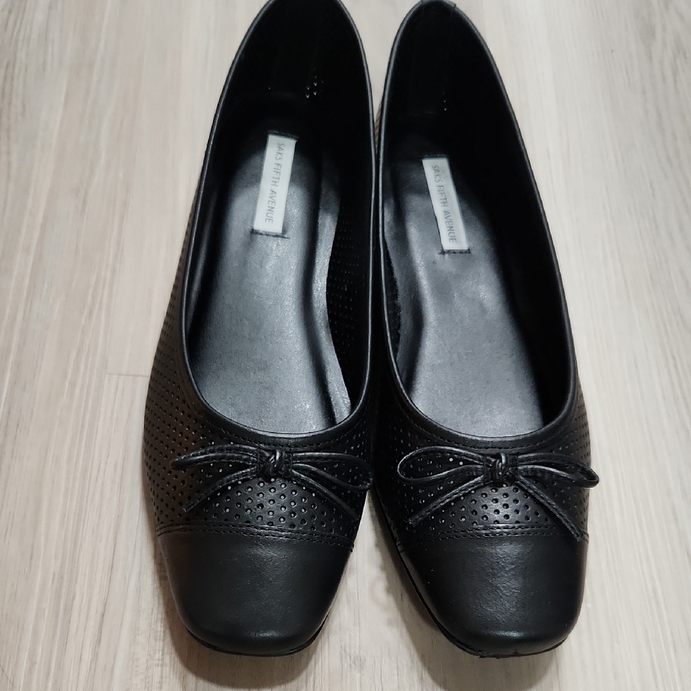 Black Leather Ballet Flats